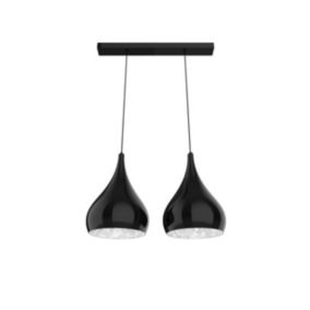 LUMICOM - CALICE LINEARE Suspension, 2x E27, max 42W, métal, noir brillant/blanc, D. 25cm