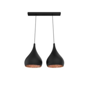 LUMICOM - CALICE LINEARE Suspension, 2x E27, max 42W, métal, noir/rame, D. 20cm