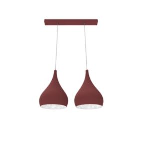 LUMICOM - CALICE LINEARE Suspension, 2x E27, max 42W, métal, rouge cowhide/blanc, D. 25cm