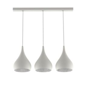 LUMICOM - CALICE LINEARE Suspension, 3x E27, max 42W, métal, blanc/feuille d'argent, D. 20cm