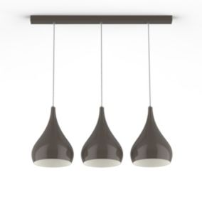 LUMICOM - CALICE LINEARE Suspension, 3x E27, max 42W, métal, gris tourterelle brillant/blanc, D. 25cm