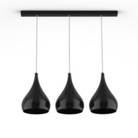 LUMICOM - CALICE LINEARE Suspension, 3x E27, max 42W, métal, noir brillant, D. 20cm