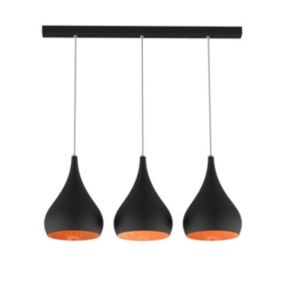 LUMICOM - CALICE LINEARE Suspension, 3x E27, max 42W, métal, noir/rame, D. 20cm