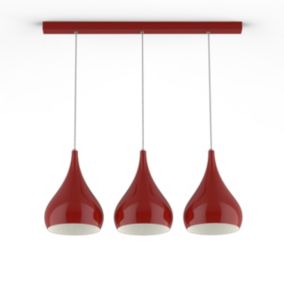 LUMICOM - CALICE LINEARE Suspension, 3x E27, max 42W, métal, rouge brillant/blanc, D. 25cm