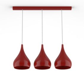 LUMICOM - CALICE LINEARE Suspension, 3x E27, max 42W, métal, rouge brillant, D. 20cm