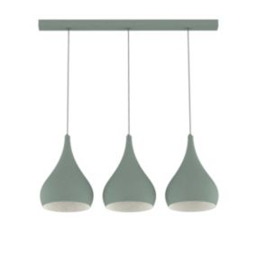 LUMICOM - CALICE LINEARE Suspension, 3x E27, max 42W, métal, vert iceberg/blanc, D. 20cm