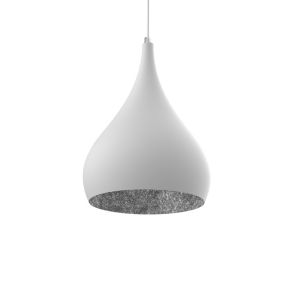 LUMICOM - CALICE Suspension, 1X E27, max 42W, métal, blanc/feuille d'argent, D.20cm