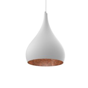 LUMICOM - CALICE Suspension, 1X E27, max 42W, métal, blanc mat/feuille de cuivre, D.20cm