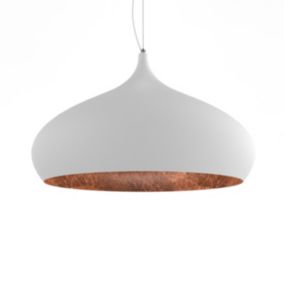 LUMICOM - CALICE Suspension, 1X E27, max 42W, métal, blanc traffic/feuille cuivre, D.60cm