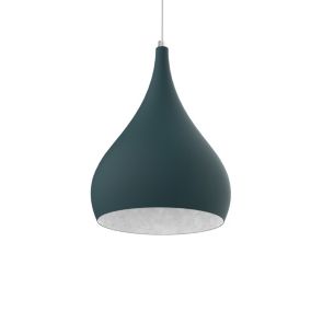 LUMICOM - CALICE Suspension, 1X E27, max 42W, métal, bleu méditerranèen/blanc, D.20cm