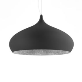 LUMICOM - CALICE Suspension, 1X E27, max 42W, métal, feuille argent/noir mat, D.60cm