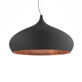 LUMICOM - CALICE Suspension, 1X E27, max 42W, métal, noir mat/feuille cuivre, D.60cm