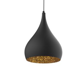 LUMICOM - CALICE Suspension, 1X E27, max 42W, métal, noir mat/feuille d'or, D.20cm