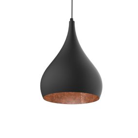 LUMICOM - CALICE Suspension, 1X E27, max 42W, métal, noir mat/feuille de cuivre, D.20cm