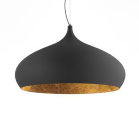 LUMICOM - CALICE Suspension, 1X E27, max 42W, métal, noir mat/feuille or, D.60cm