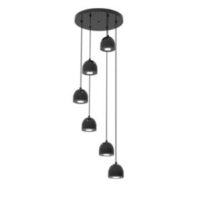 LUMICOM - CAMPANELLA COMPO Suspension, 6X GU10, max 33W, métal, noir brillant, D.12cm