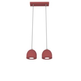 LUMICOM - CAMPANELLA Suspension, 2X GU10, max 33W, métal, rouge cowhide, D.12cm