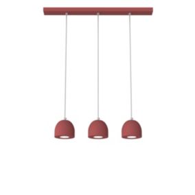 LUMICOM - CAMPANELLA Suspension, 3X GU10, max 33W, métal, rouge cowhide, D.12cm