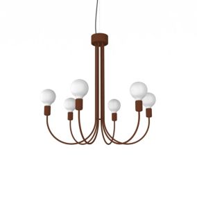 LUMICOM - CHANDELIER Suspension, 6XE27, max 42W, métal, blanc corten, D60cm