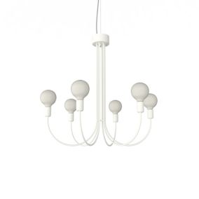 LUMICOM - CHANDELIER Suspension, 6XE27, max 42W, métal, blanc mat, D60cm