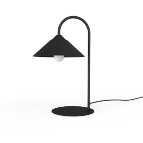 LUMICOM - CHAPEAU Lampe de table, 1XE27, max 42W, métal, noir mat, D25cm