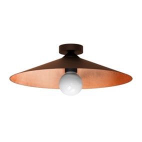 LUMICOM - CHAPEAU Plafonnier, 1XE27, max 42W, métal, marron corten/feuille cuivre, D40cm