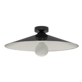 LUMICOM - CHAPEAU Plafonnier, 1XE27, max 42W, métal, noir brillant/blanc, D40cm