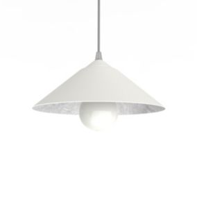 LUMICOM - CHAPEAU Suspension, 1XE27, max 42W, métal, blanc traffic/feuille argent, D25cm