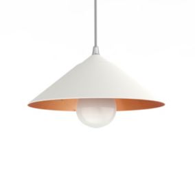 LUMICOM - CHAPEAU Suspension, 1XE27, max 42W, métal, blanc traffic/feuille cuivre, D25cm