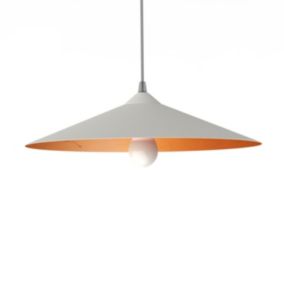 LUMICOM - CHAPEAU Suspension, 1XE27, max 42W, métal, blanc traffic/feuille cuivre, D40cm