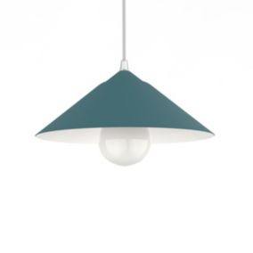 LUMICOM - CHAPEAU Suspension, 1XE27, max 42W, métal, bleu méditerranéen/blanc traffic, D25cm