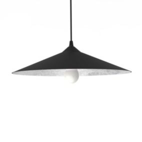 LUMICOM - CHAPEAU Suspension, 1XE27, max 42W, métal, noir mat/feuille argent, D40cm