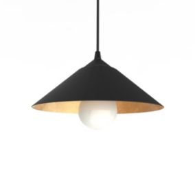 LUMICOM - CHAPEAU Suspension, 1XE27, max 42W, métal, noir mat/feuille d'or, D25cm