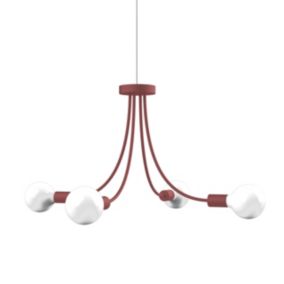 LUMICOM - CLASSIC Plafonnier, 4XE27, max 42W, métal, rouge cowhide, D.60cm