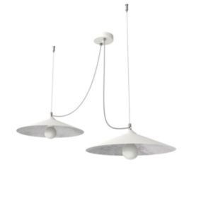 LUMICOM - COLOMBO Suspension, 2XE27, max 42W, métal, blanc mat/feuille argent, D.40cm