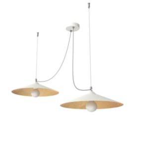 LUMICOM - COLOMBO Suspension, 2XE27, max 42W, métal, blanc mat/feuille d'or, D.40cm