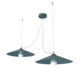 LUMICOM - COLOMBO Suspension, 2XE27, max 42W, métal, bleu méditerranéen, D.40cm