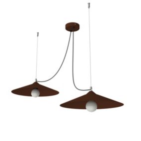 LUMICOM - COLOMBO Suspension, 2XE27, max 42W, métal, marron corten, D.40cm