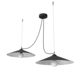 LUMICOM - COLOMBO Suspension, 2XE27, max 42W, métal, noir mat/feuille argent, D.40cm