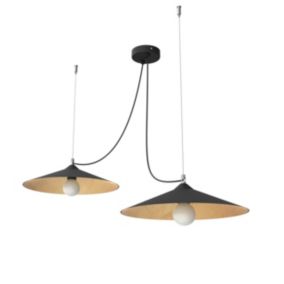 LUMICOM - COLOMBO Suspension, 2XE27, max 42W, métal, noir mat/feuille d'or, D.40cm