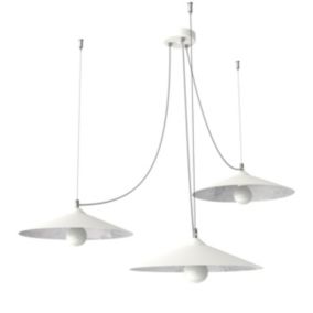 LUMICOM - COLOMBO Suspension, 3XE27, max 42W, métal, blanc mat/feuille argent, D.40cm