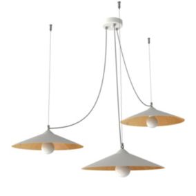 LUMICOM - COLOMBO Suspension, 3XE27, max 42W, métal, blanc mat/feuille d'or, D.40cm