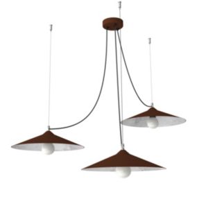 LUMICOM - COLOMBO Suspension, 3XE27, max 42W, métal, marron corten/feuille argent, D.40cm