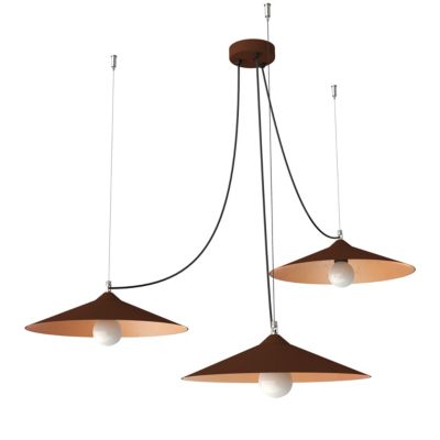 LUMICOM - COLOMBO Suspension, 3XE27, max 42W, métal, marron corten/feuille cuivre, D.40cm