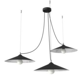 LUMICOM - COLOMBO Suspension, 3XE27, max 42W, métal, noir mat/feuille argent, D.40cm