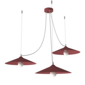 LUMICOM - COLOMBO Suspension, 3XE27, max 42W, métal, rouge cowhide, D.40cm