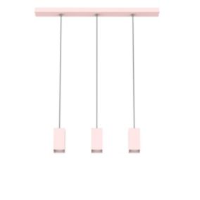 LUMICOM - CUBE Suspension, 3X GU10, max 33W, métal, rose, L70cm x H10cm