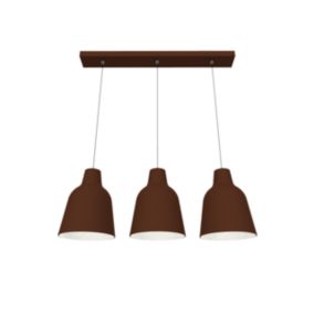 LUMICOM - DONG BINARIO Sospensione, 3X E27, max 42W, metallo, corten/bianco, L.70cm