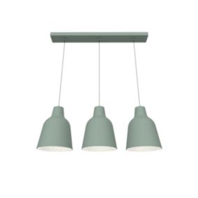 LUMICOM - DONG BINARIO Sospensione, 3X E27, max 42W, metallo, verde iceberg/bianco, L.70cm