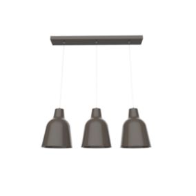 LUMICOM - DONG BINARIO Suspension, 3X E27, max 42W, métal, gris tourterelle brillant, L.70cm